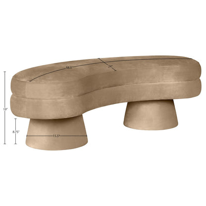 Zenna Beige Velvet Upholstered Bench