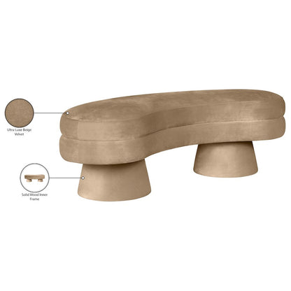 Zenna Beige Velvet Upholstered Bench