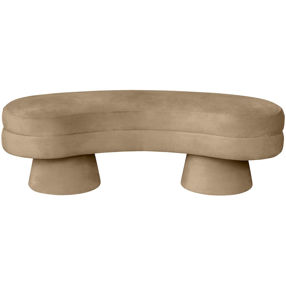 Zenna Beige Velvet Upholstered Bench