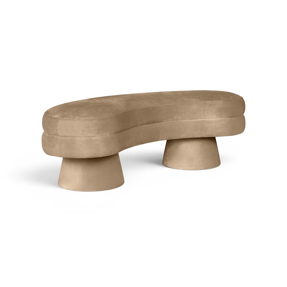 Zenna Beige Velvet Upholstered Bench