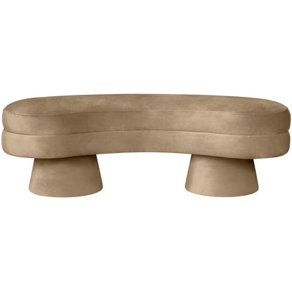 Zenna Beige Velvet Upholstered Bench