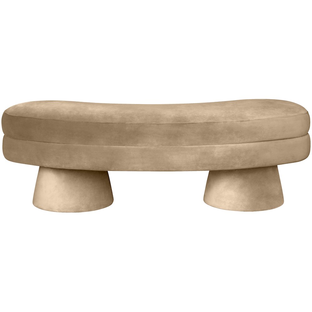 Zenna Beige Velvet Upholstered Bench
