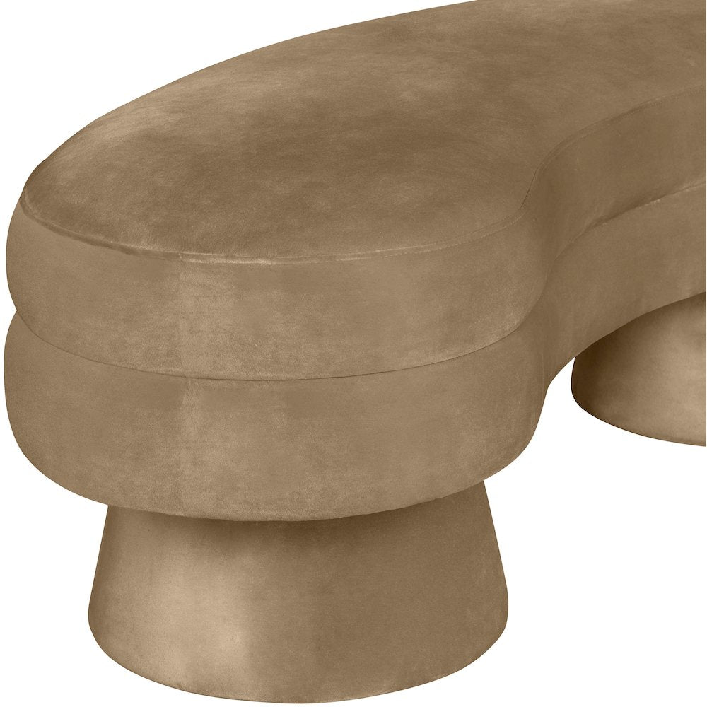 Zenna Beige Velvet Upholstered Bench