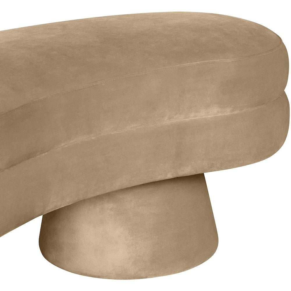 Zenna Beige Velvet Upholstered Bench