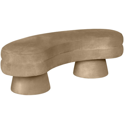 Zenna Beige Velvet Upholstered Bench