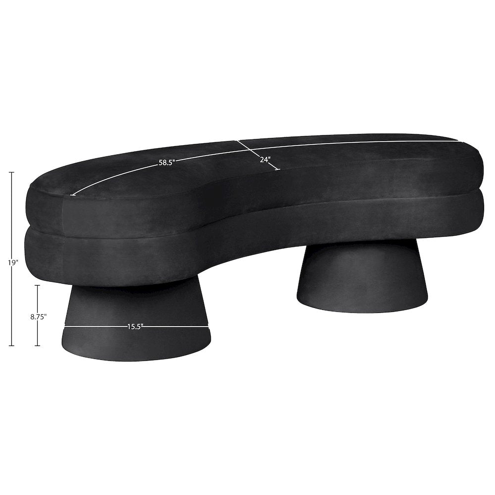 Zenna Black Velvet Upholstered Bench
