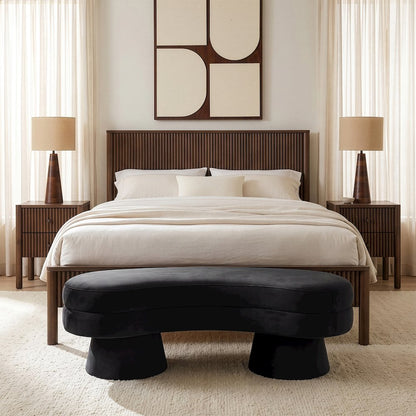 Zenna Black Velvet Upholstered Bench