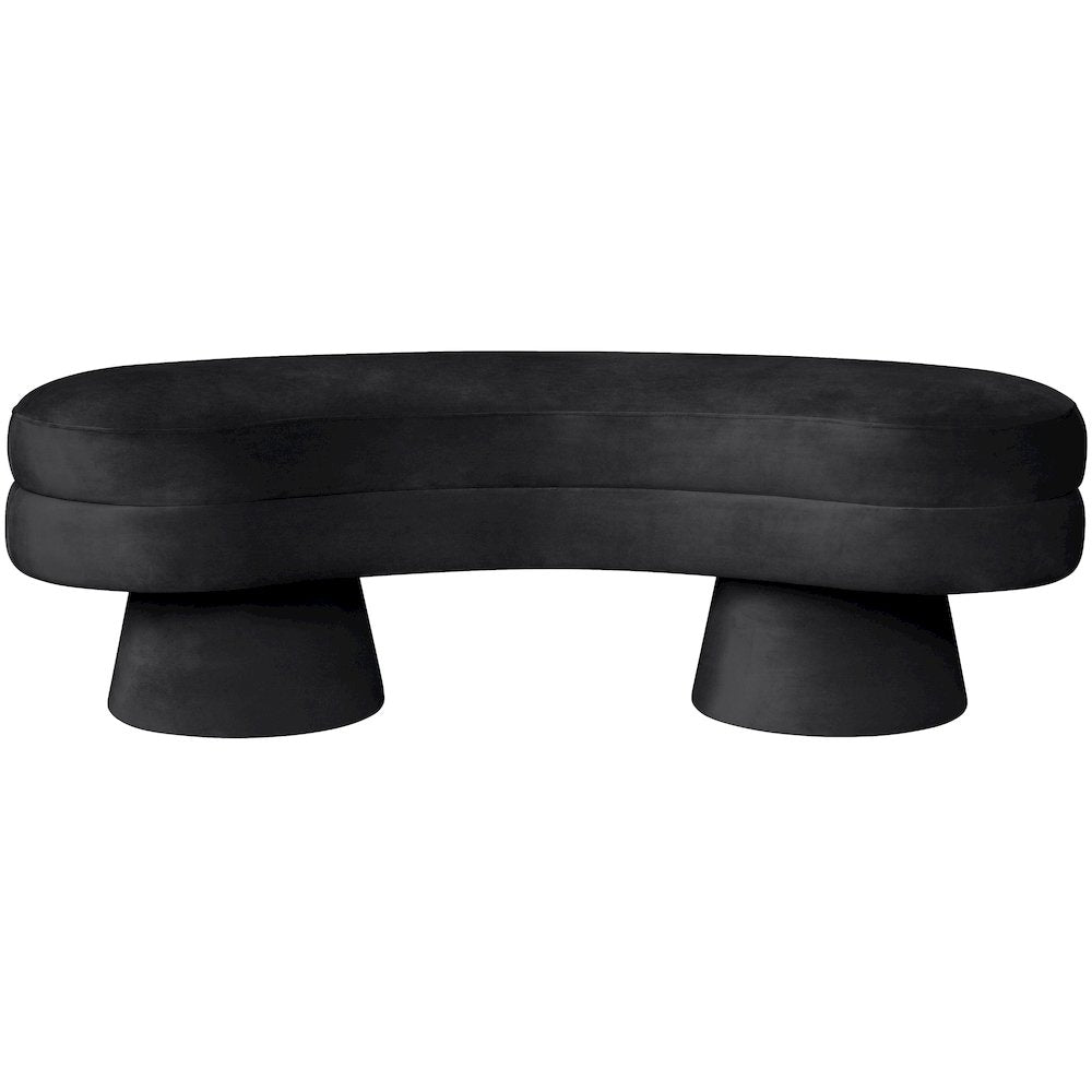 Zenna Black Velvet Upholstered Bench