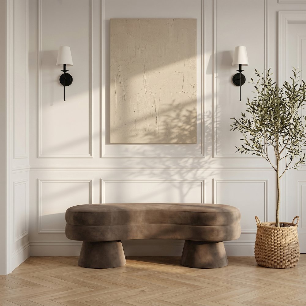 Zenna Brown Velvet Upholstered Bench