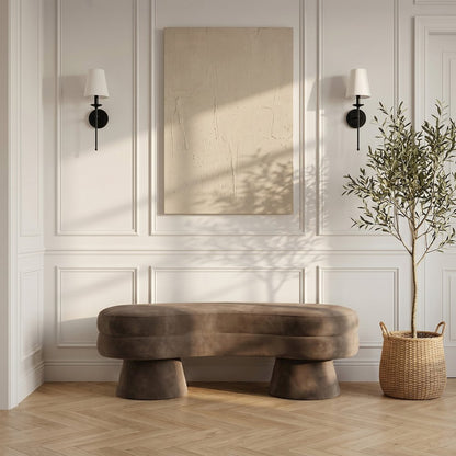 Zenna Brown Velvet Upholstered Bench