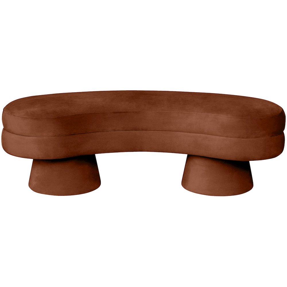 Zenna Cognac Velvet Upholstered Bench