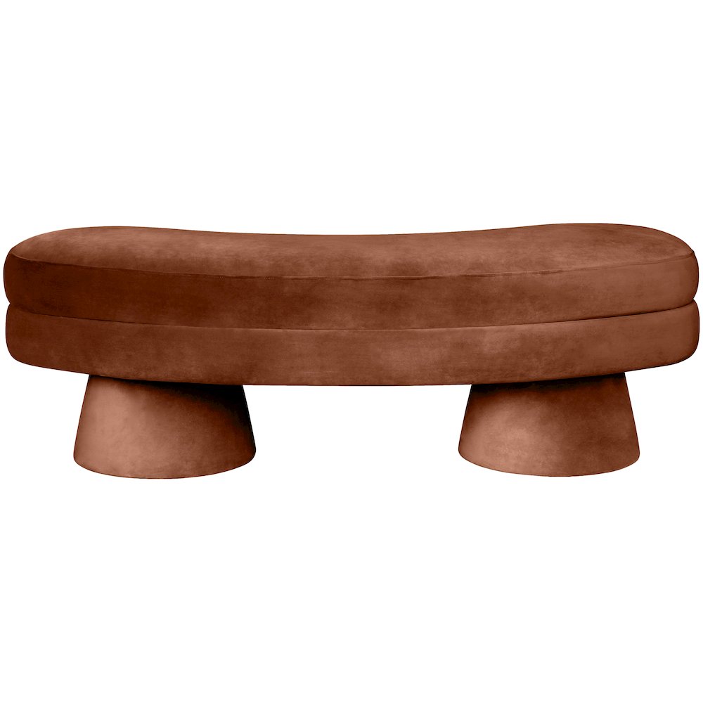 Zenna Cognac Velvet Upholstered Bench