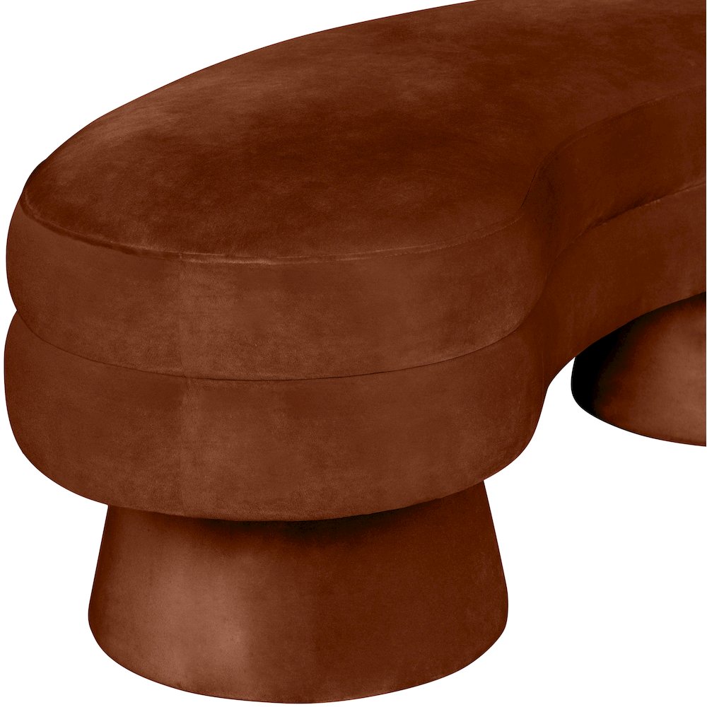 Zenna Cognac Velvet Upholstered Bench