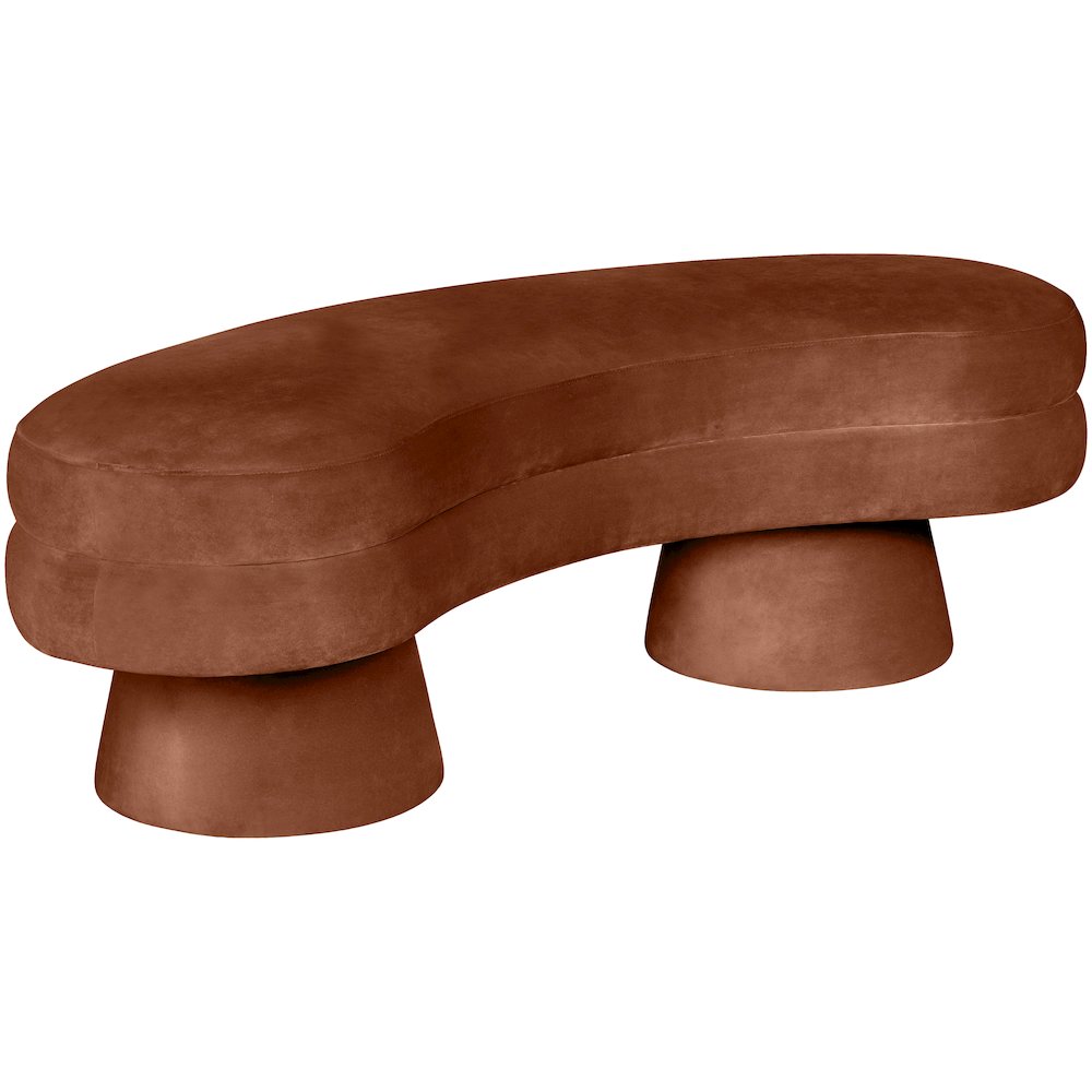 Zenna Cognac Velvet Upholstered Bench