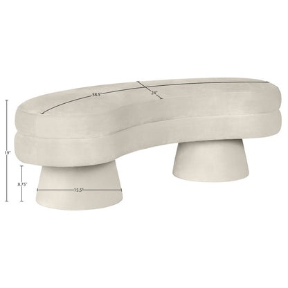 Zenna Cream Velvet Upholstered Bench