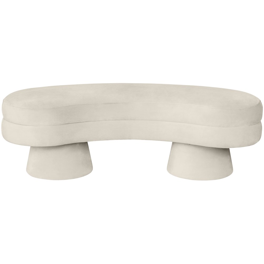 Zenna Cream Velvet Upholstered Bench