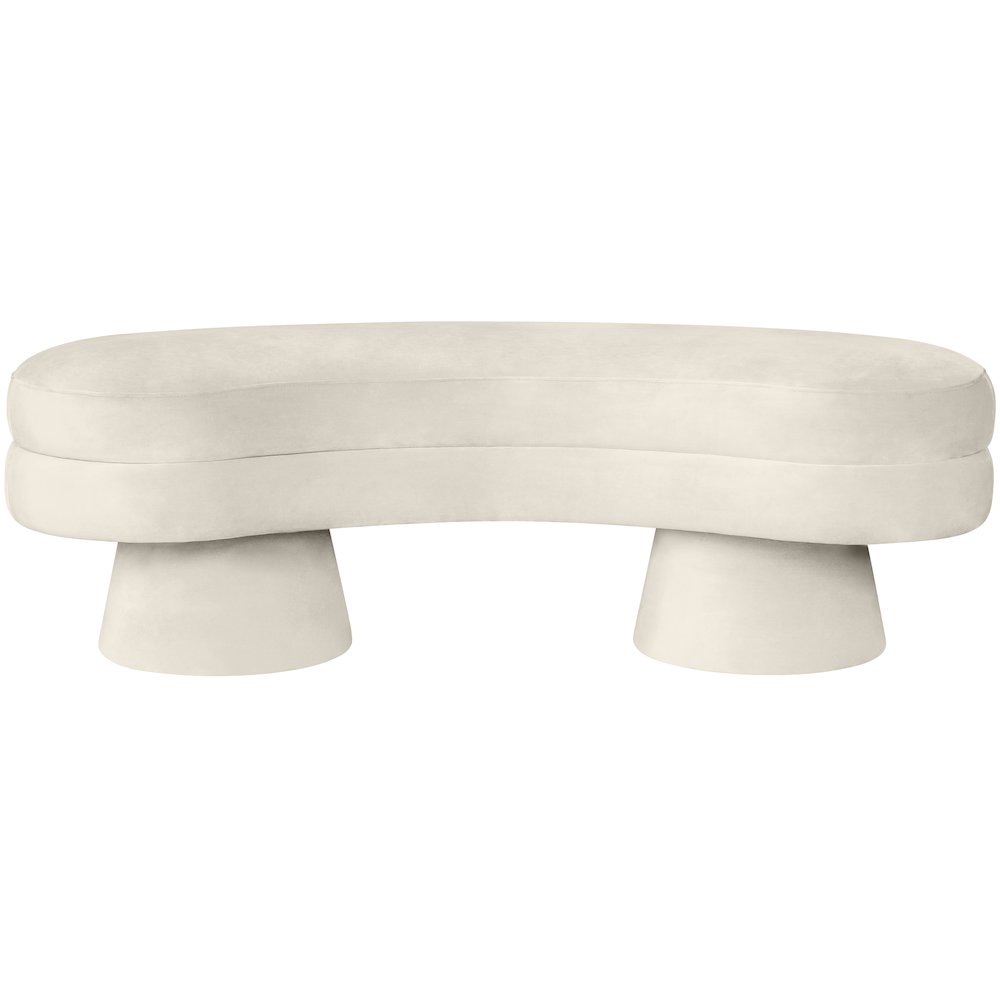 Zenna Cream Velvet Upholstered Bench