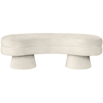 Zenna Cream Velvet Upholstered Bench