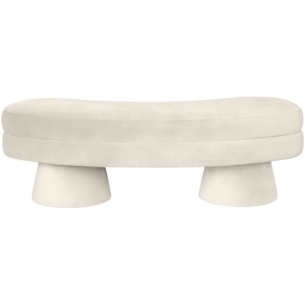 Zenna Cream Velvet Upholstered Bench