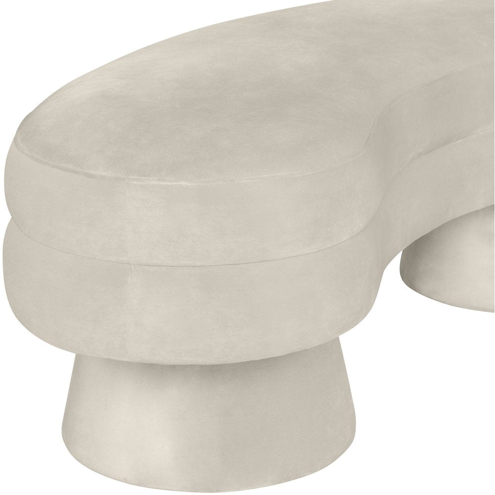 Zenna Cream Velvet Upholstered Bench