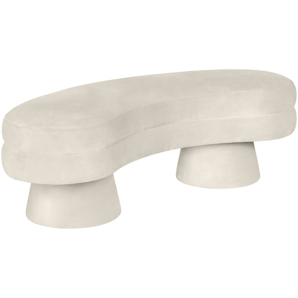 Zenna Cream Velvet Upholstered Bench