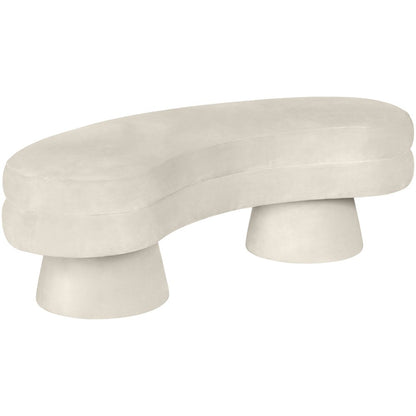 Zenna Cream Velvet Upholstered Bench