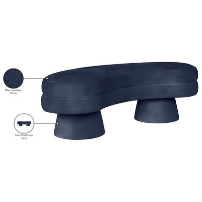 Zenna Navy Velvet Upholstered Bench