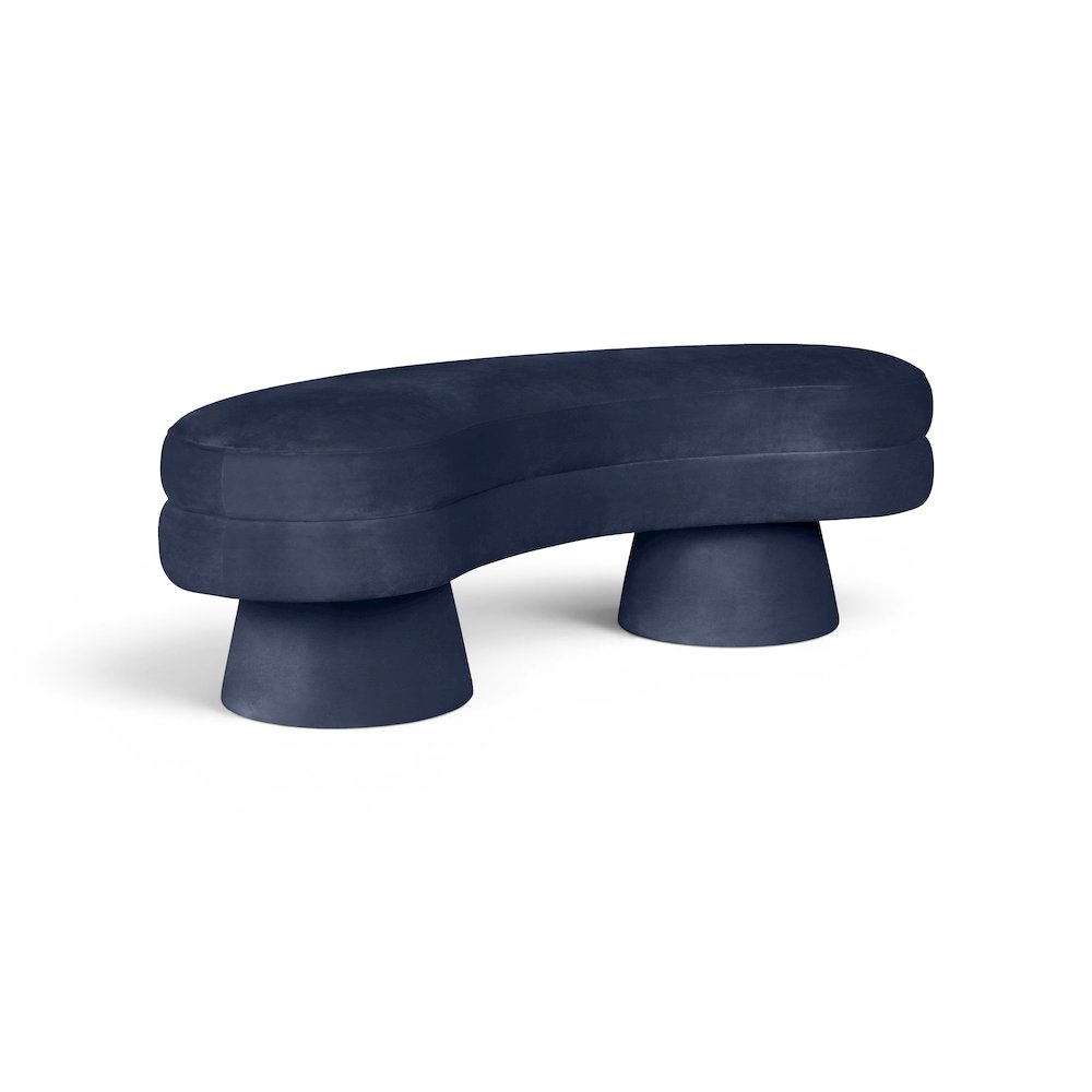 Zenna Navy Velvet Upholstered Bench