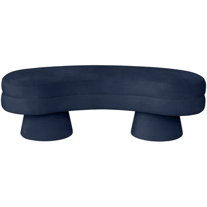 Zenna Navy Velvet Upholstered Bench