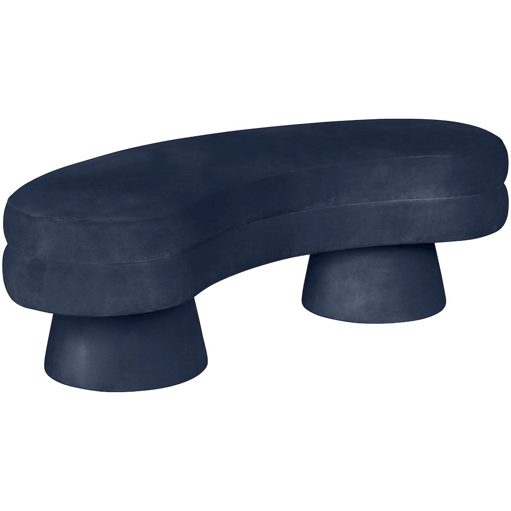 Zenna Navy Velvet Upholstered Bench