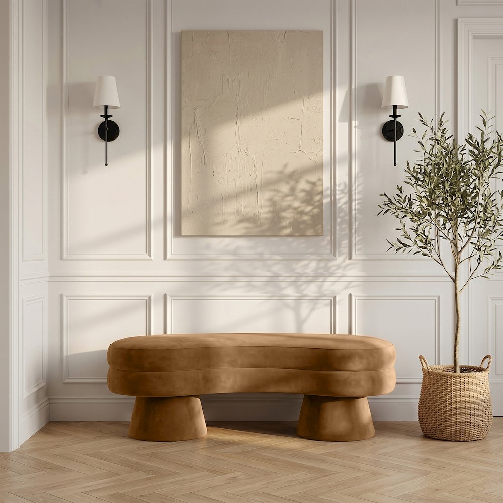 Zenna Saddle Velvet Upholstered Bench