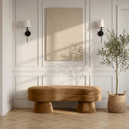 Zenna Saddle Velvet Upholstered Bench