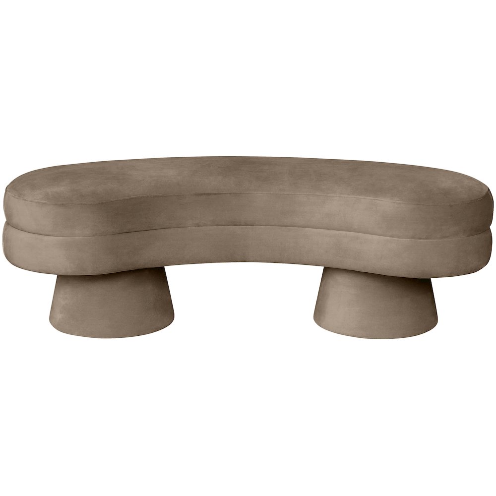 Zenna Taupe Velvet Upholstered Bench