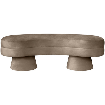 Zenna Taupe Velvet Upholstered Bench