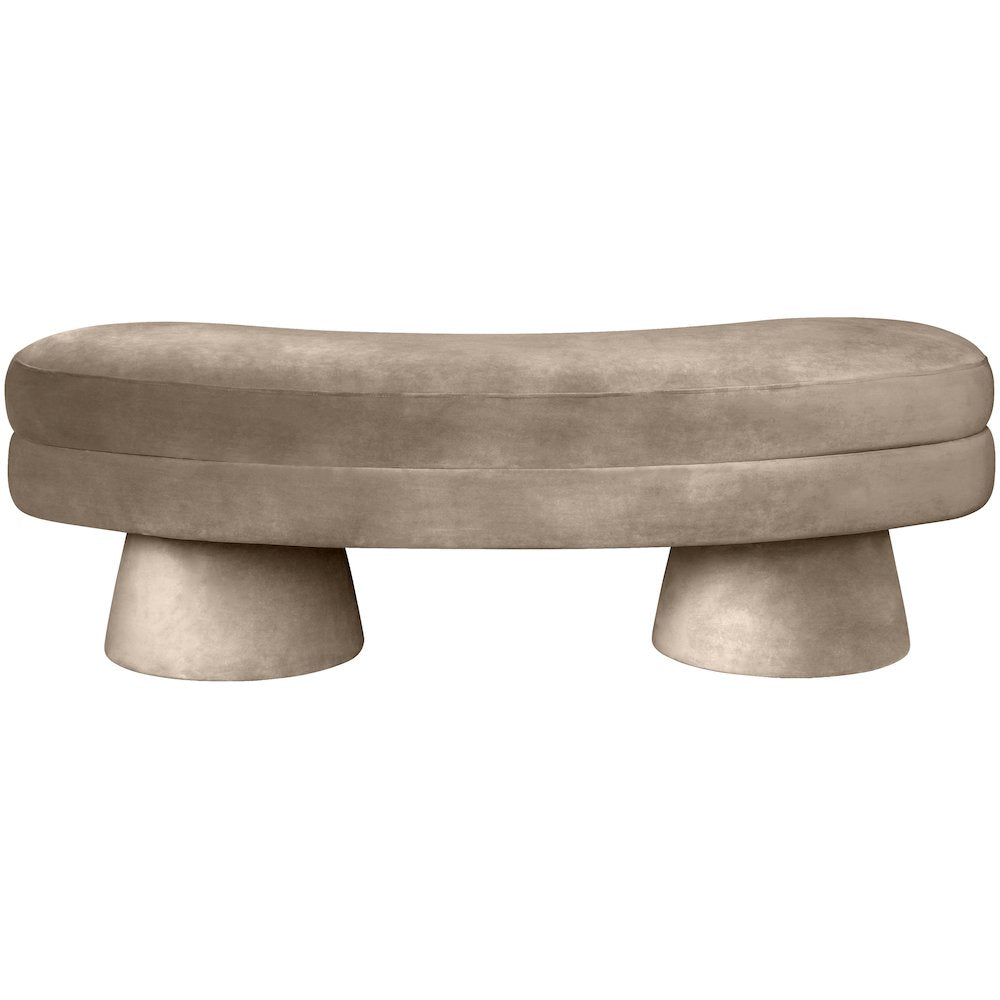 Zenna Taupe Velvet Upholstered Bench
