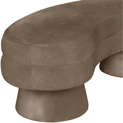 Zenna Taupe Velvet Upholstered Bench