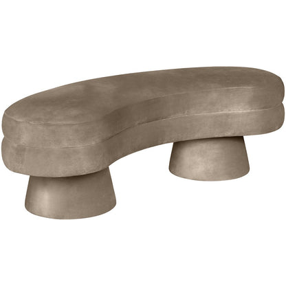 Zenna Taupe Velvet Upholstered Bench