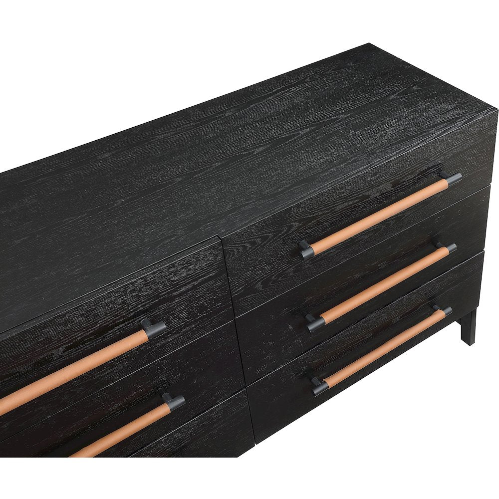 Kaya Black Vegan Leather Dresser