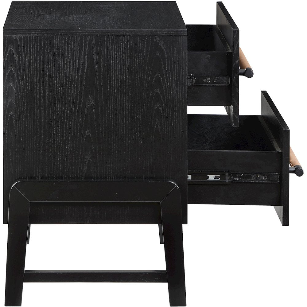 Kaya Black Vegan Leather Night Stand