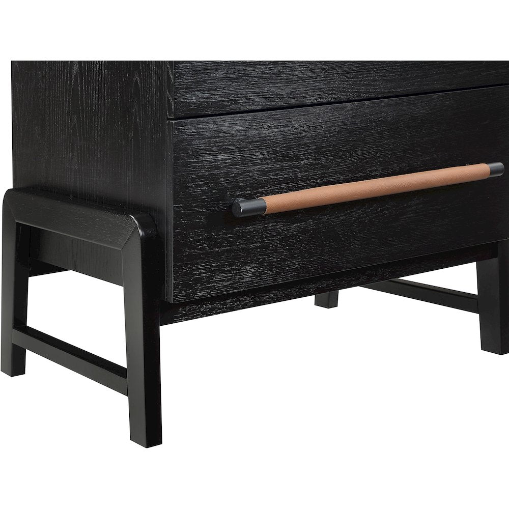 Kaya Black Vegan Leather Night Stand