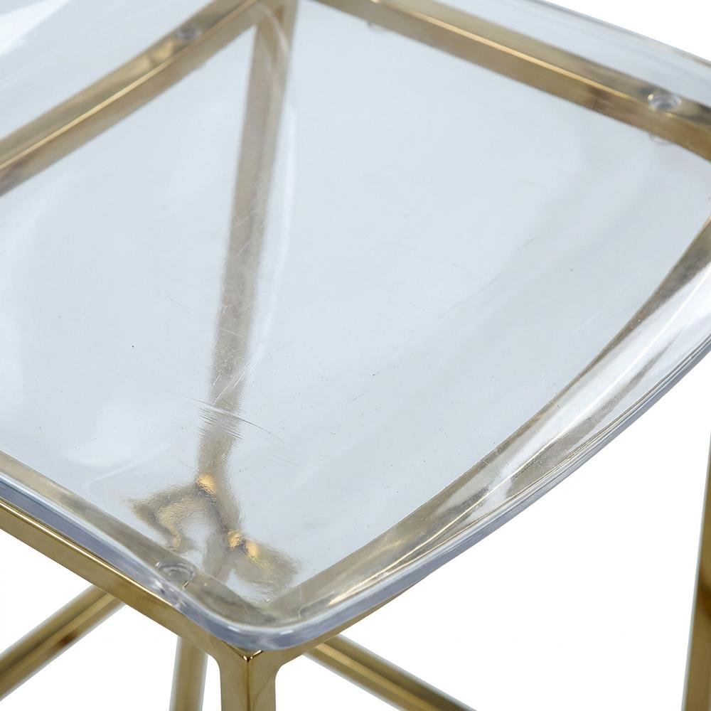 Lucite Polycarbonate Counter Stool with Gold Metal Frame