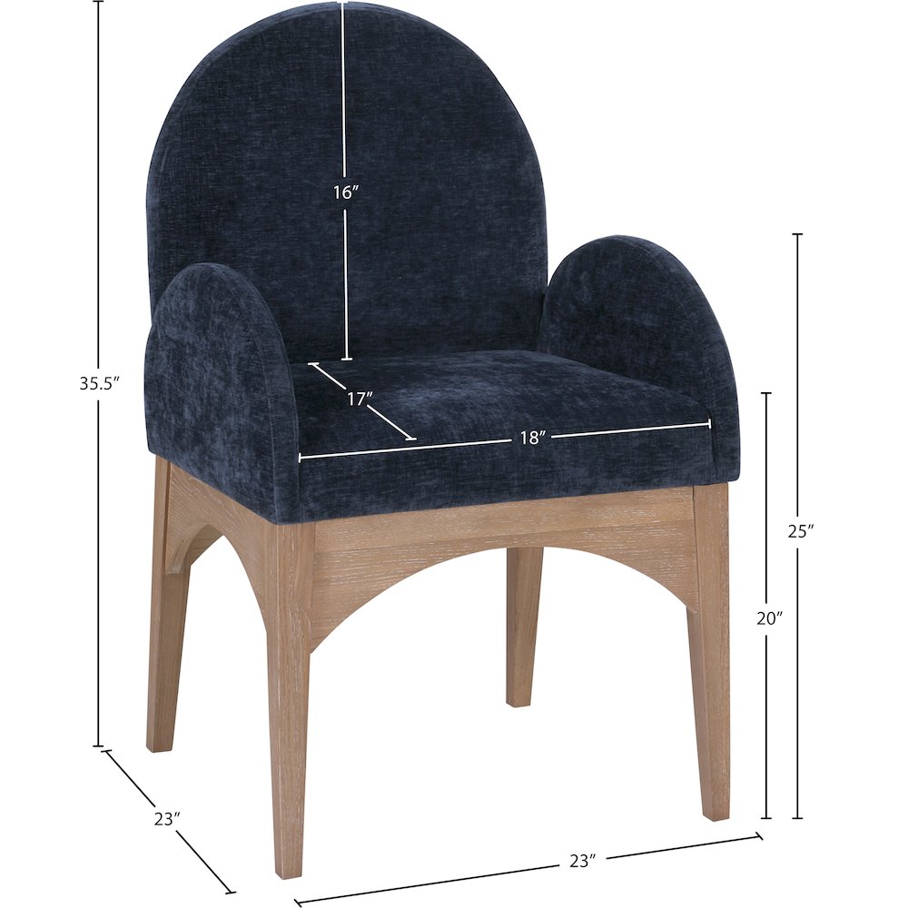 Waldorf Navy Chenille Fabric Dining Chair