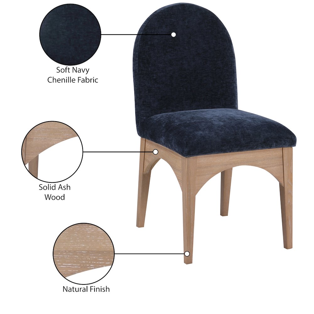 Waldorf Navy Chenille Fabric Dining Chair