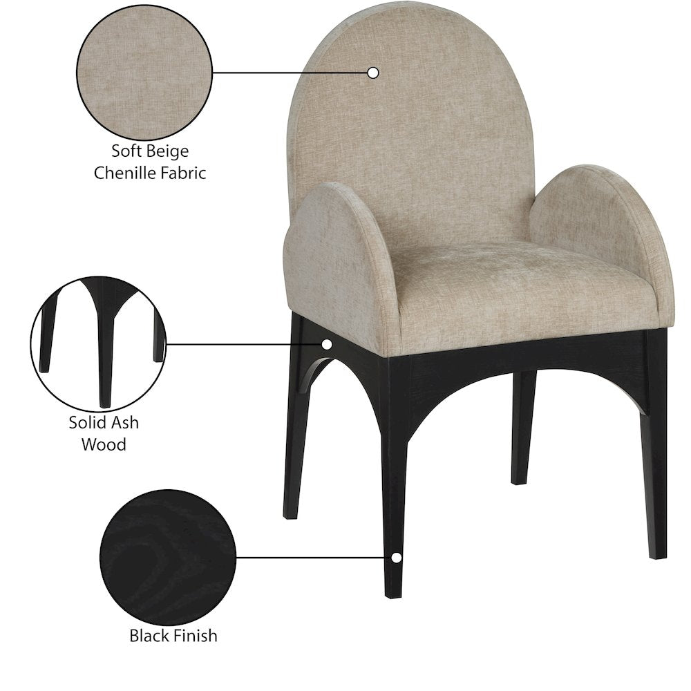 Waldorf Beige Chenille Fabric Dining Chair