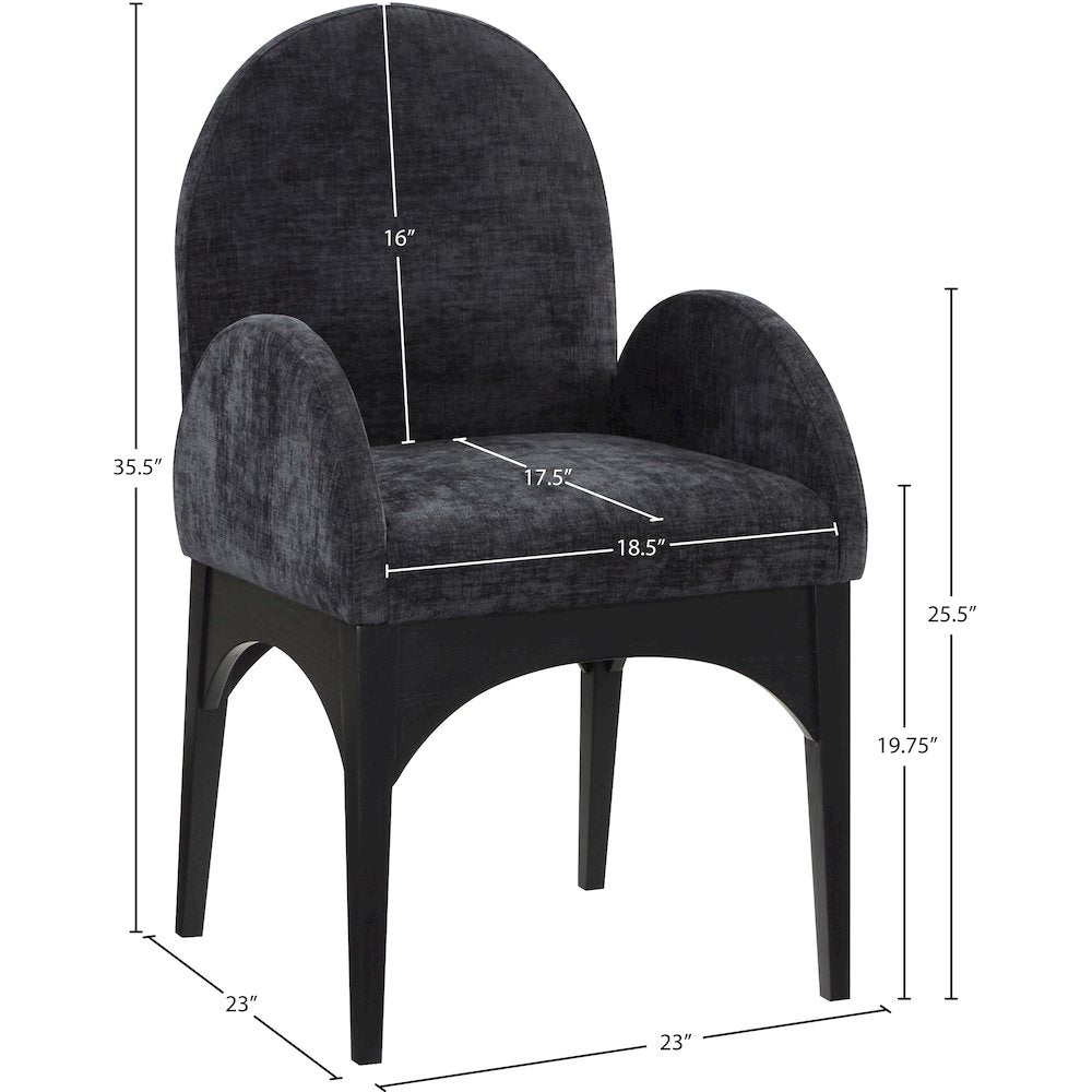 Waldorf Black Chenille Fabric Dining Chair