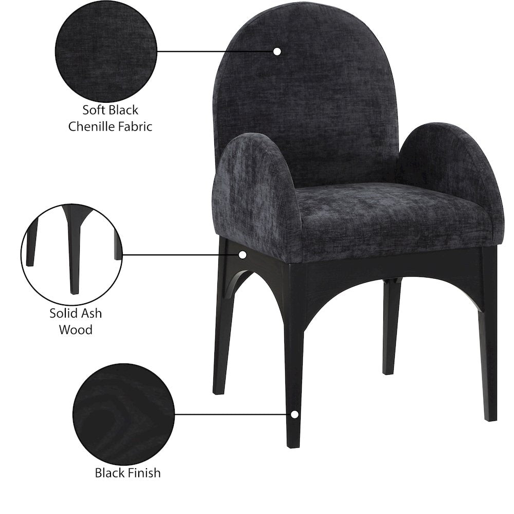 Waldorf Black Chenille Fabric Dining Chair