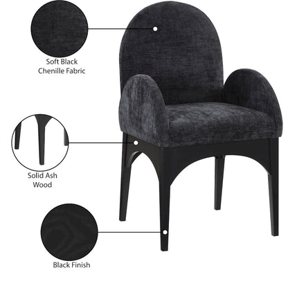 Waldorf Black Chenille Fabric Dining Chair