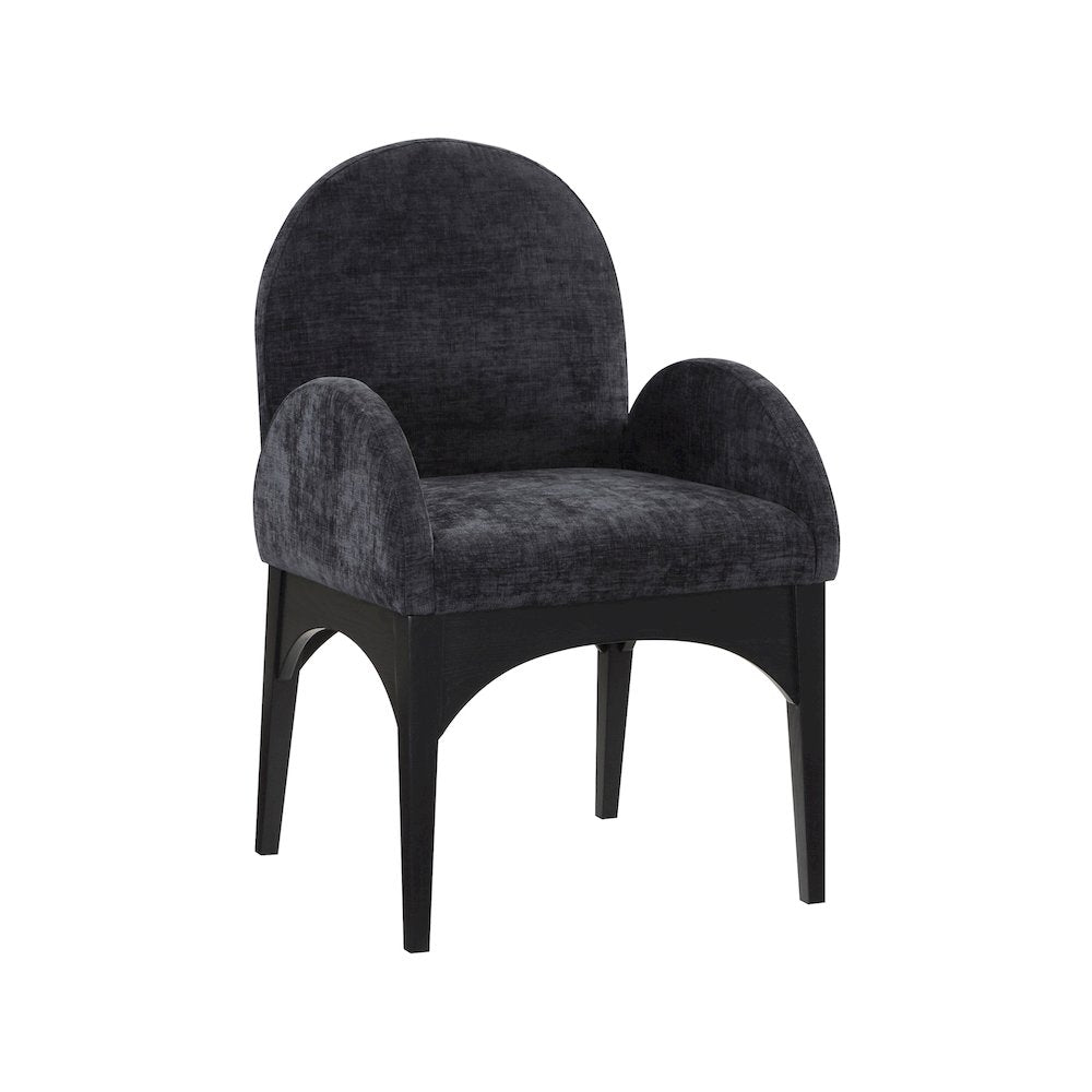 Waldorf Black Chenille Fabric Dining Chair
