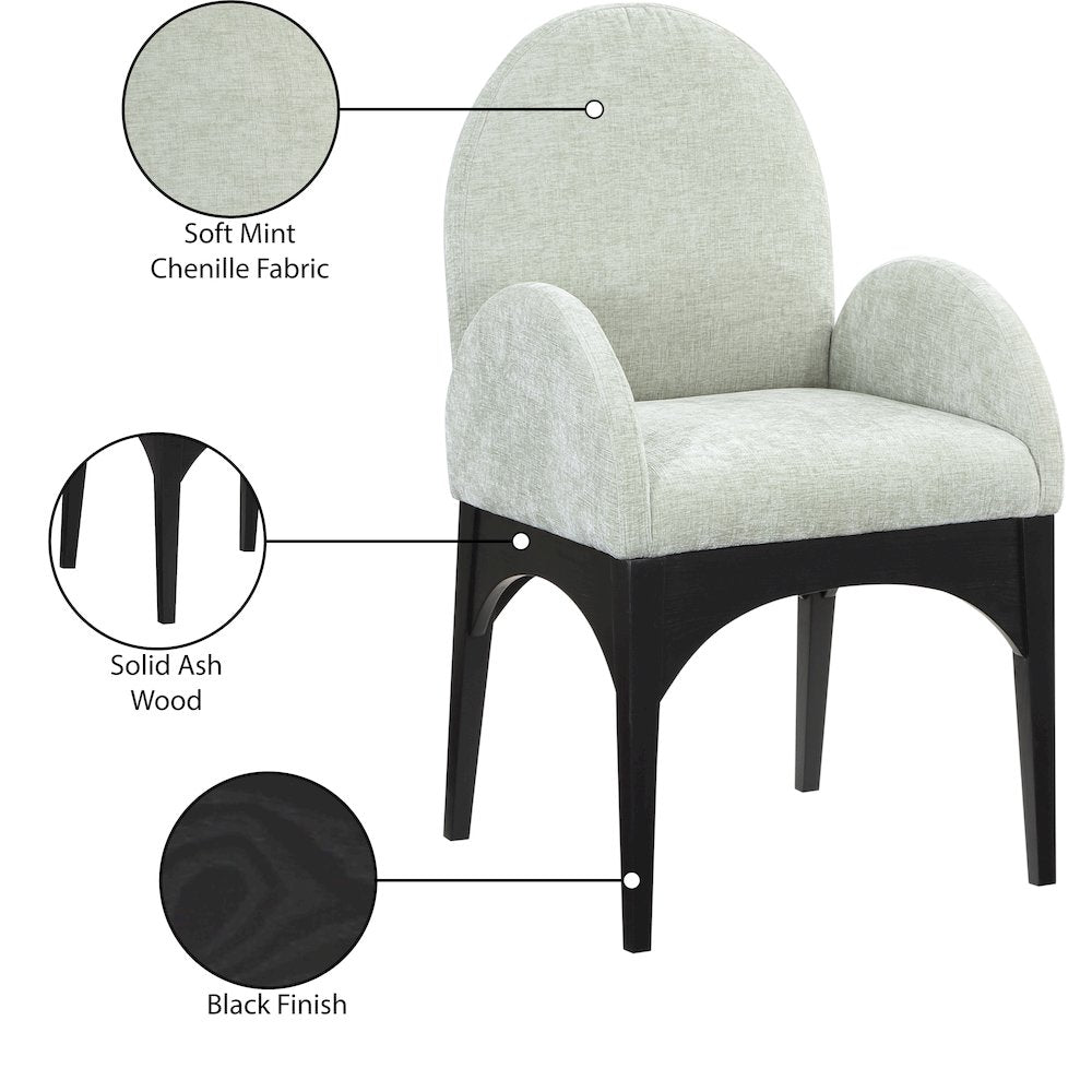Waldorf Mint Chenille Fabric Dining Chair