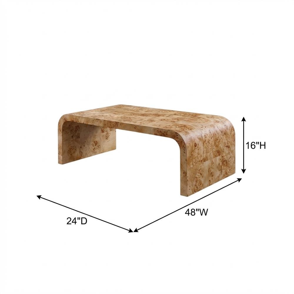 Natural Ash Coffee Table with Art Deco Style and Natural Finish
